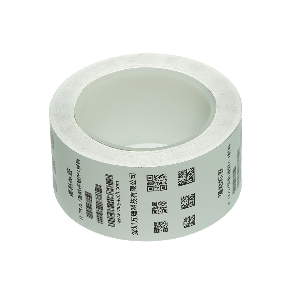 Strong adhesive matte silver PET label