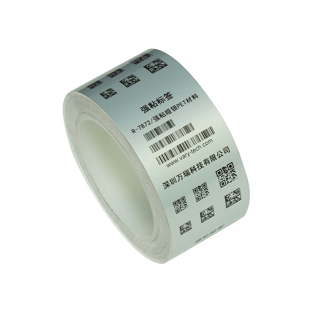 Strong adhesive matte silver PET label