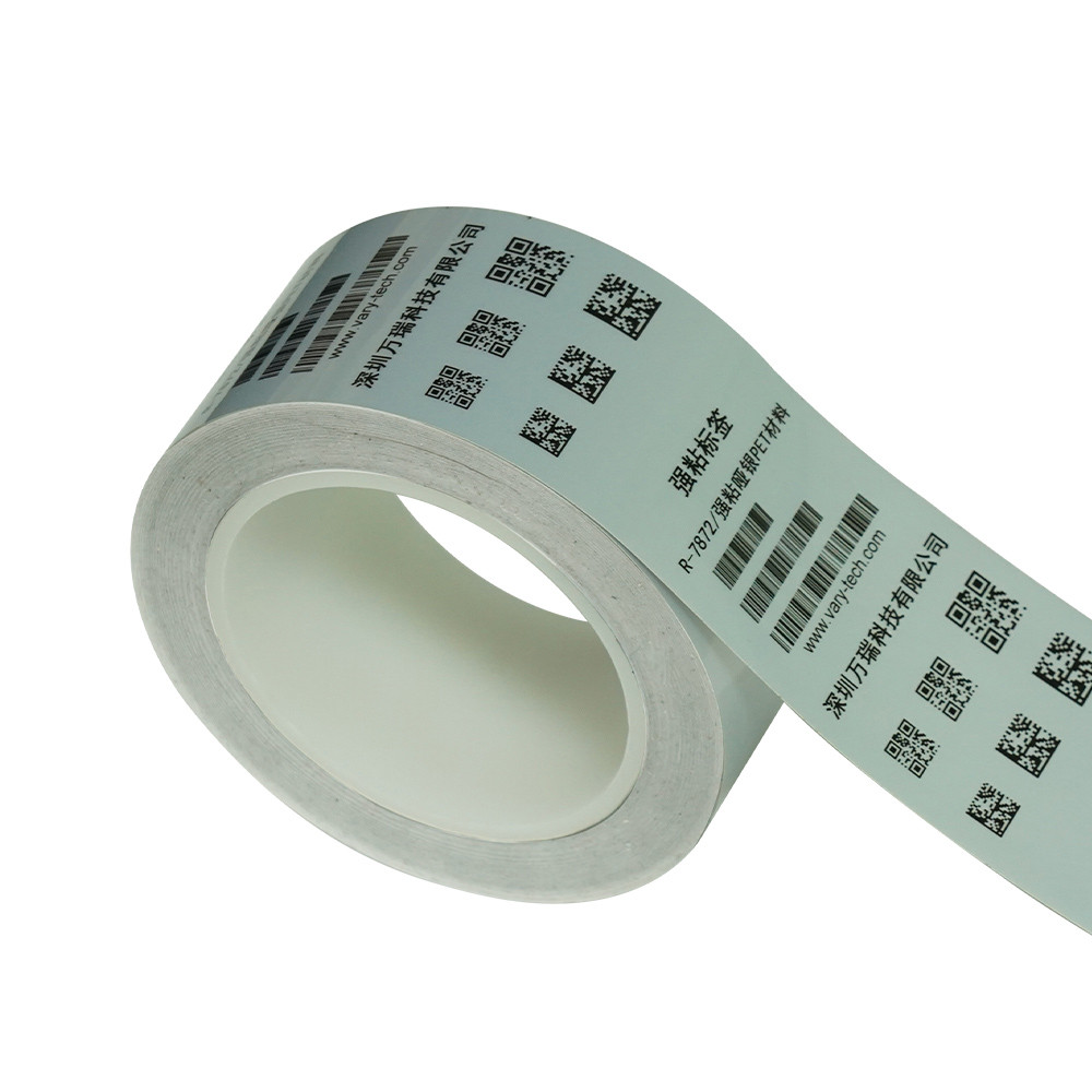 Strong adhesive matte silver PET label